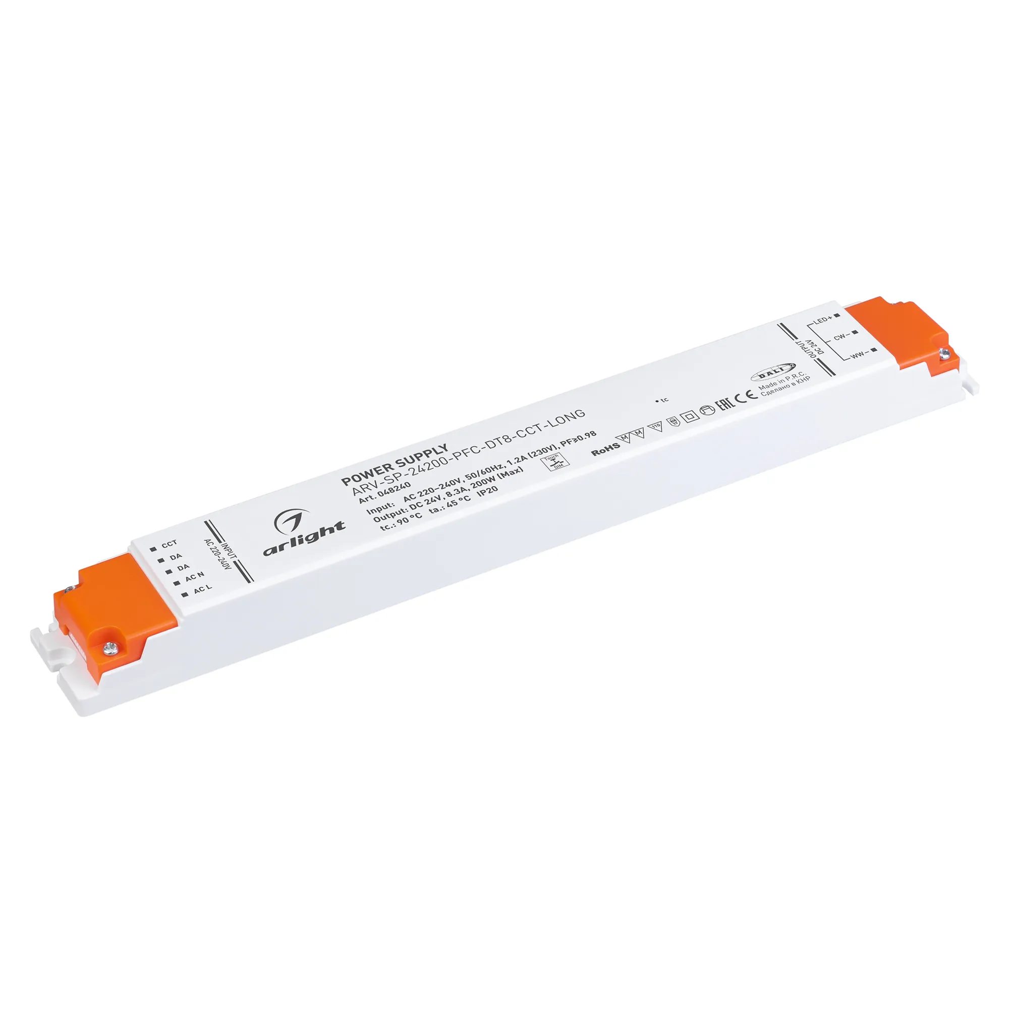 Блок питания для светильника Arlight ARV-SP-24200-PFC-DT8-CCT-LONG 24V 8.33A 200W / 048240