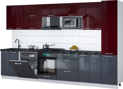 

Кухонный гарнитур, Мила Gloss 3.4-ПМ2