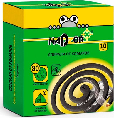 Набор спиралей от насекомых Nadzor SPIR60E (10шт, черный) - 
