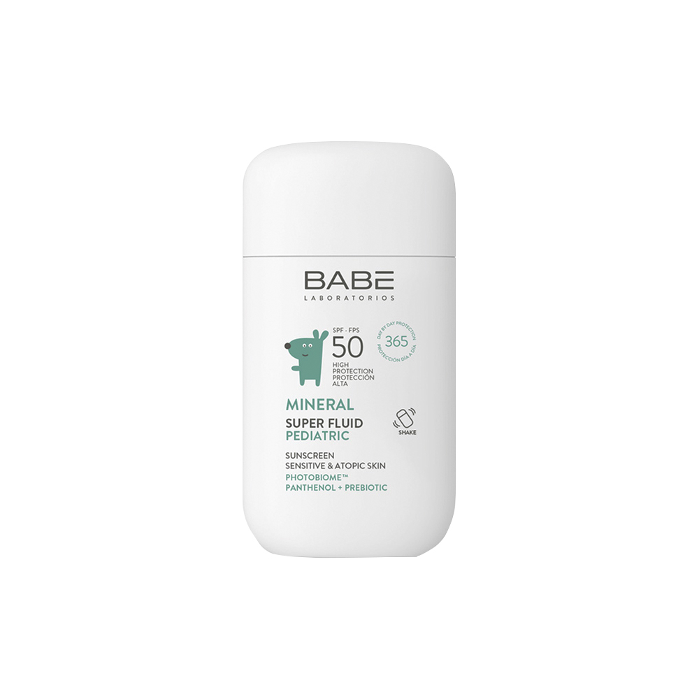 Флюид солнцезащитный Laboratorios Babe Детский минеральный для лица SPF50 с пантенолом и пребиотиком (50мл)
