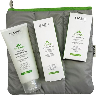 Набор косметики для лица Laboratorios Babe Stop Akn Гель д/умыван 200мл+Флюид матир 50мл+Гель д/лица 10мл - 