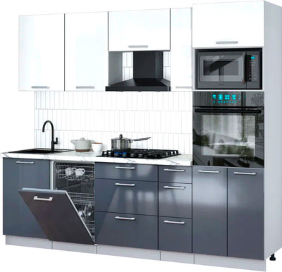 

Кухонный гарнитур, Мила Gloss 2.45-ПМ3