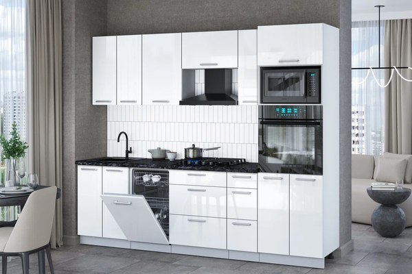 Купить Кухонный гарнитур Интерлиния Мила Gloss 2.55-ПМ3 в Бобруйске