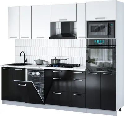 

Кухонный гарнитур, Мила Gloss 2.55-ПМ3