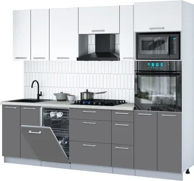 

Кухонный гарнитур, Мила Gloss 2.55-ПМ3