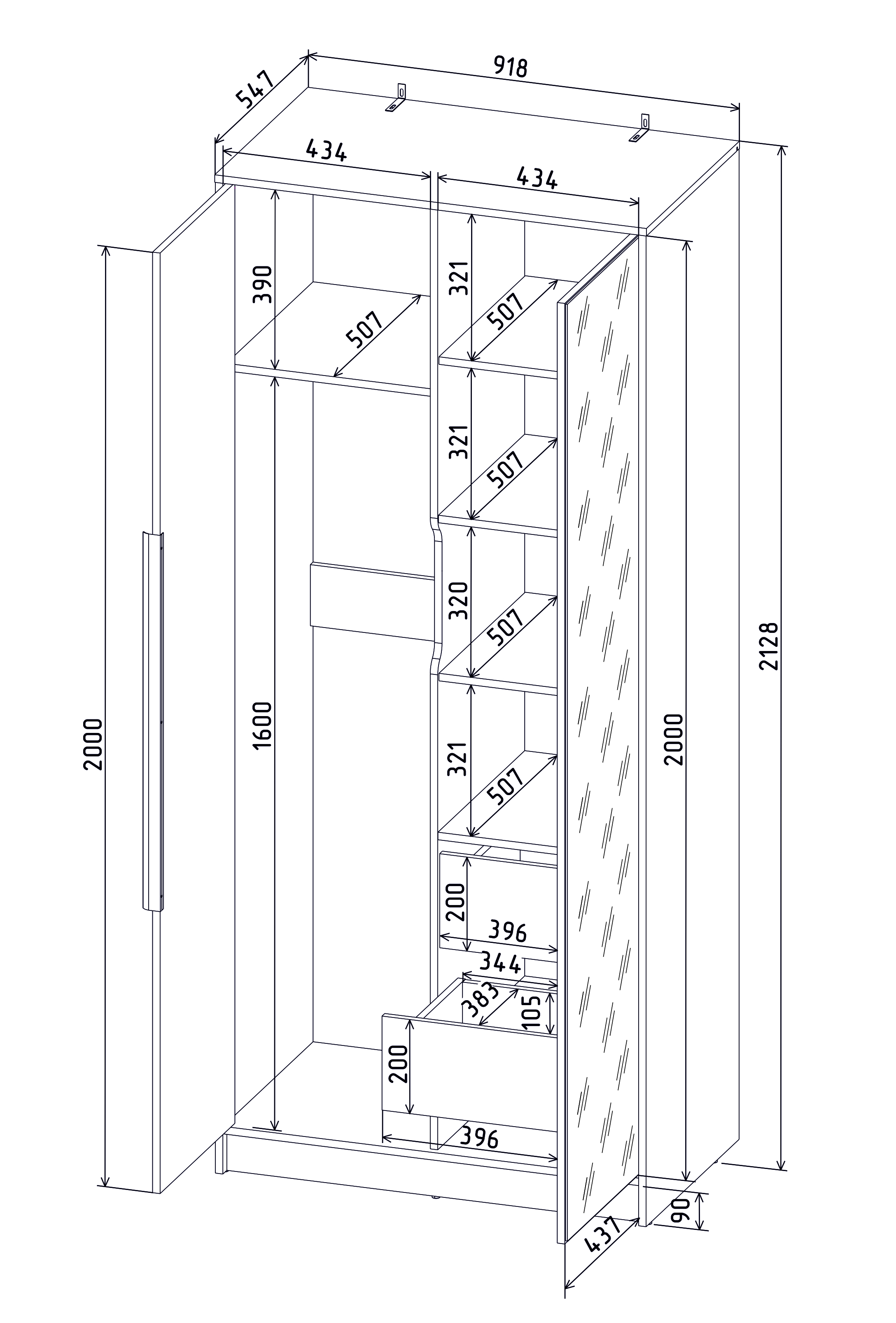 Шкаф Interline Концепт КТ-Ш2з (серый/белый платинум) — фото 6