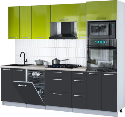 

Кухонный гарнитур, Мила Gloss 2.55-ПМ3