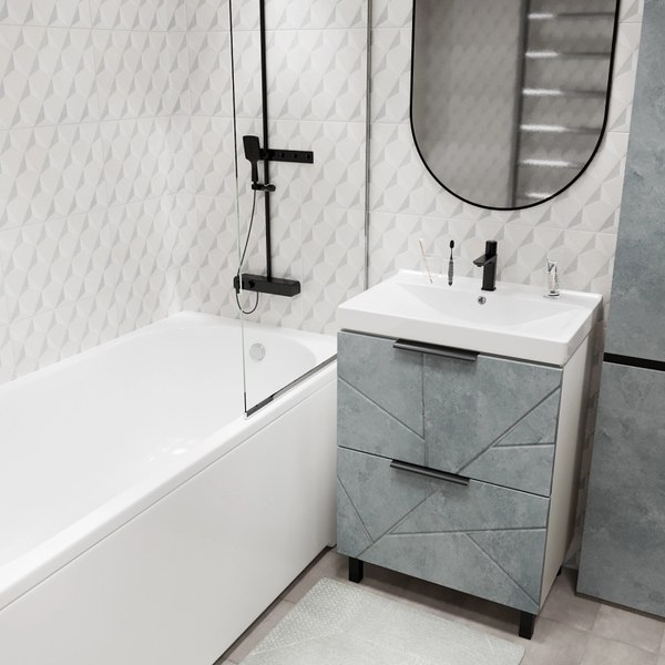 Купить Тумба с умывальником Mixline Гранд 60 553026 + Luxe Fest 60 / FST60SLWB01 в Солигорске