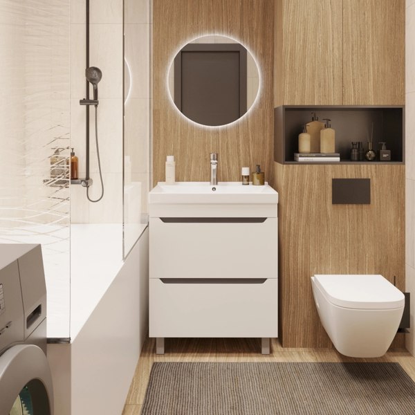 Купить Тумба с умывальником Mixline Лайн-60 555470 + Luxe Fest 60 / FST60SLWB01 в Минске