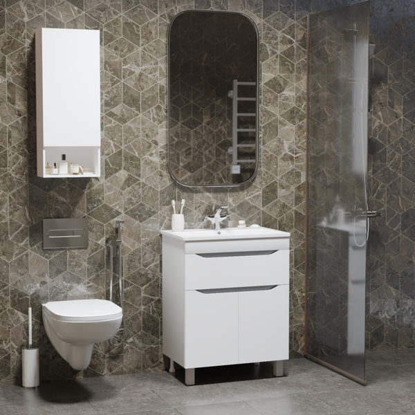 Купить Тумба с умывальником Mixline Лайн-60 555462 + Luxe Fest 60 / FST60SLWB01 в Солигорске