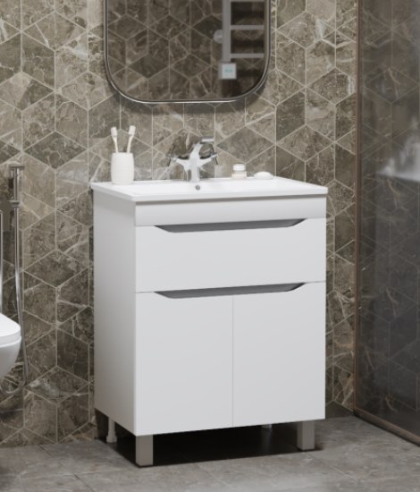 Тумба с умывальником Mixline Лайн-60 555462 + Luxe Fest 60 / FST60SLWB01
