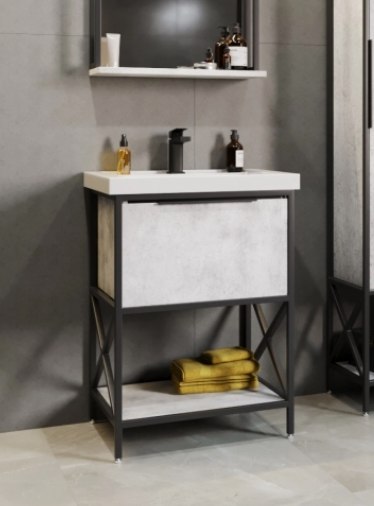 Тумба с умывальником Mixline Бруклин 60 548233 + Luxe Fest 60 / FST60SLWB01
