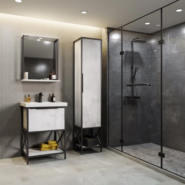 Купить Тумба с умывальником Mixline Бруклин 60 548233 + Luxe Fest 60 / FST60SLWB01 в Солигорске