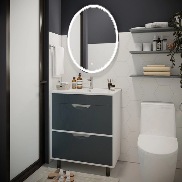 Купить Тумба с умывальником Mixline Байкал 75 550385 + Luxe Quadro 75 / QDR75SLWB01 в Минске