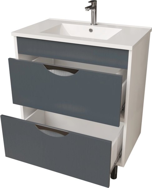 Купить Тумба с умывальником Mixline Байкал 75 550385 + Luxe Quadro 75 / QDR75SLWB01 в Минске