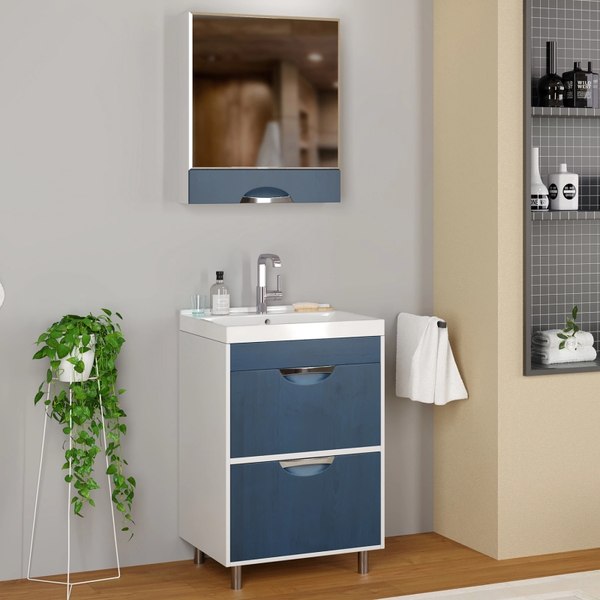 Купить Тумба с умывальником Mixline Байкал 60 545963 + Luxe Fest 60 / FST60SLWB01 в Минске