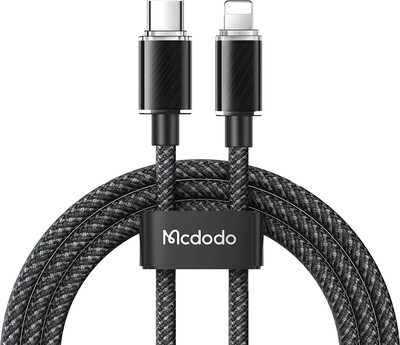 Кабель McDodo 36W Type-C to Lightning Transparent (1.2м, черный) - 