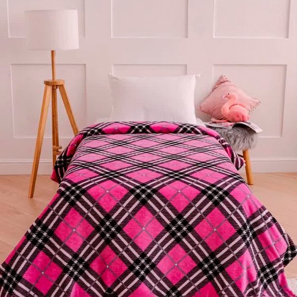 Плед PAVLine FREEDom Клетка Black Pink 150x200