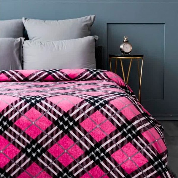 Плед PAVLine FREEDom Клетка Black Pink 150x200