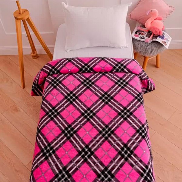 Плед PAVLine FREEDom Клетка Black Pink 150x200