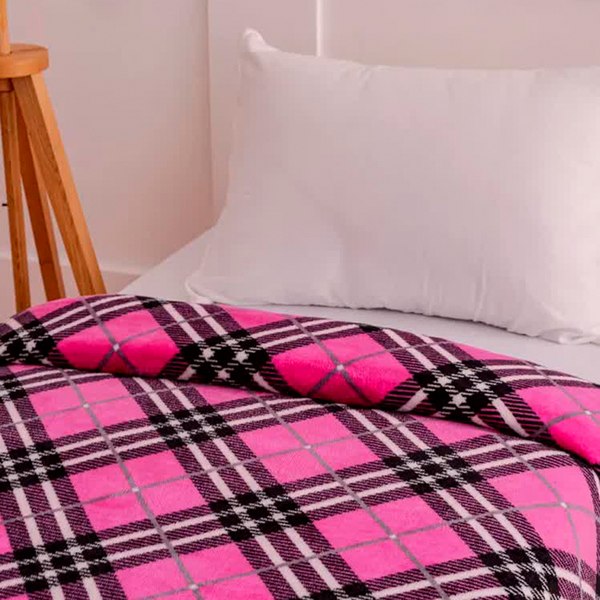Плед PAVLine FREEDom Клетка Black Pink 150x200