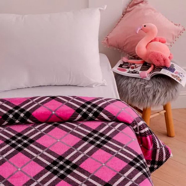 Плед PAVLine FREEDom Клетка Black Pink 150x200