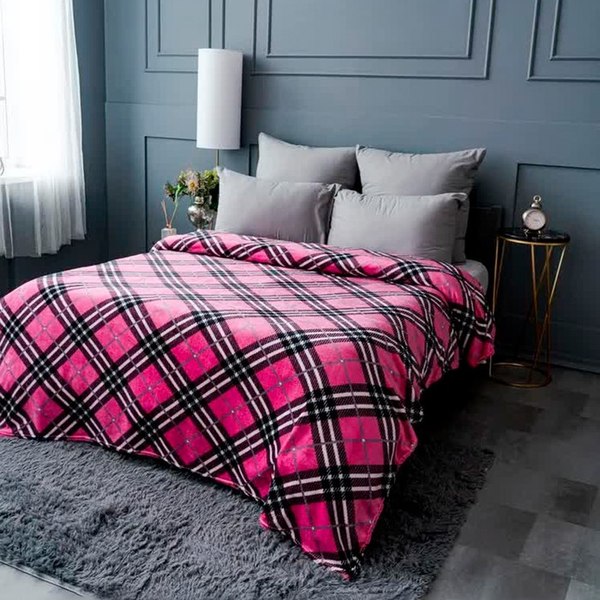 Плед PAVLine FREEDom Клетка Black Pink 150x200