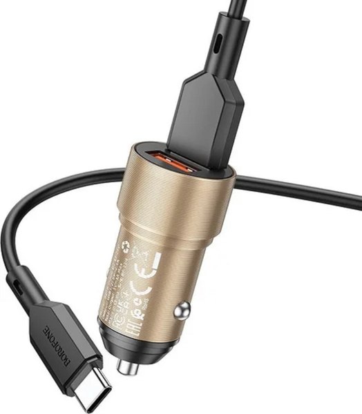 Зарядное устройство автомобильное Borofone BZ19B 36W двойной порт QC3.0 Type-C (золото)