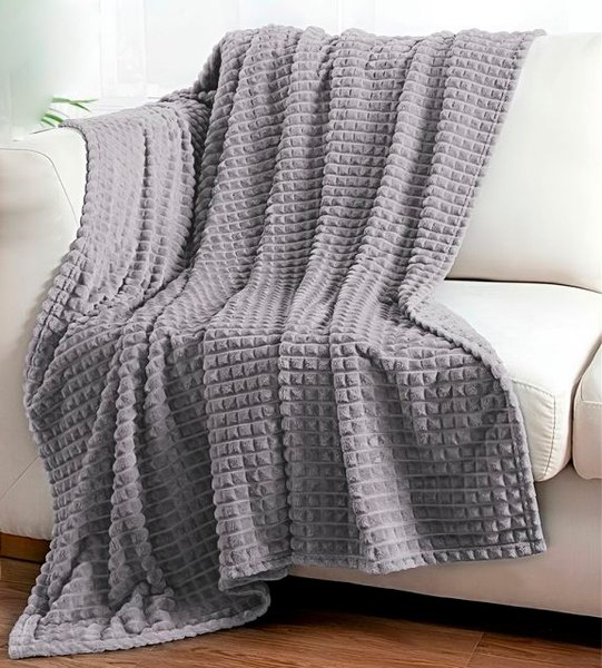 Плед Бояртекс Велсофт с тиснением 190гр Соты Серая чайка 16-3803 (220x200)