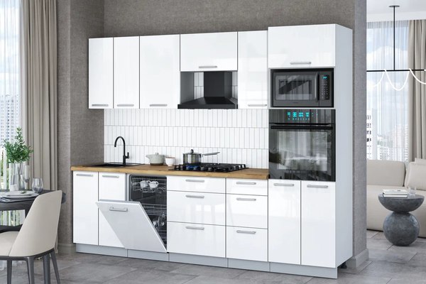 Купить Кухонный гарнитур Интерлиния Мила Gloss 2.65-ПМ3 в Гомеле