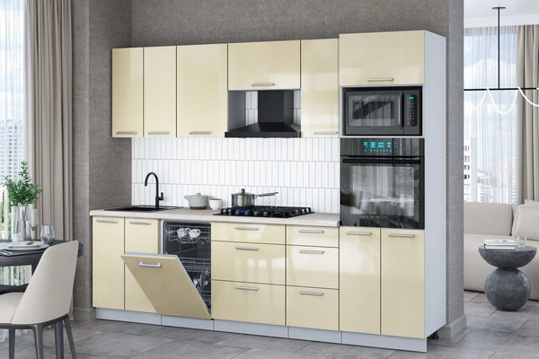 Купить Кухонный гарнитур Интерлиния Мила Gloss 2.65-ПМ3 в Гомеле