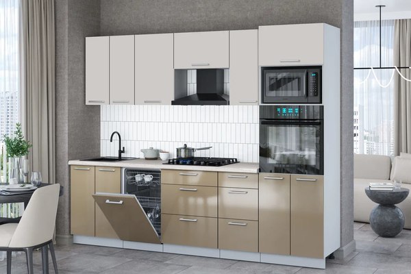 Купить Кухонный гарнитур Интерлиния Мила Gloss 2.65-ПМ3 в Бобруйске