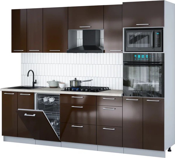 Кухонный гарнитур Интерлиния Мила Gloss 2.65-ПМ3