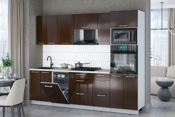 Купить Кухонный гарнитур Интерлиния Мила Gloss 2.65-ПМ3 в Бобруйске