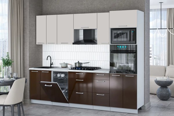 Купить Кухонный гарнитур Интерлиния Мила Gloss 2.65-ПМ3 в Бобруйске