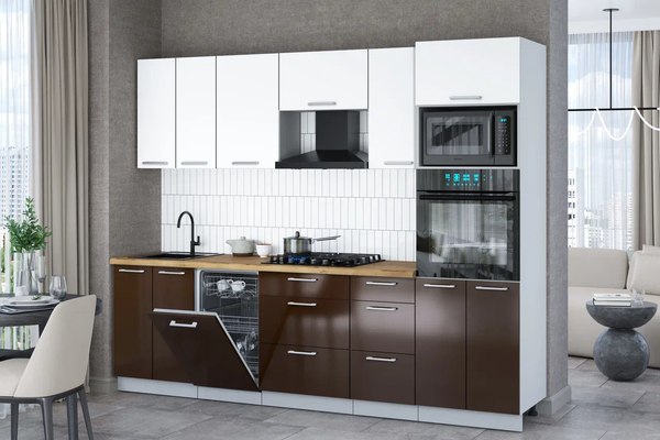 Купить Кухонный гарнитур Интерлиния Мила Gloss 2.65-ПМ3 в Бобруйске