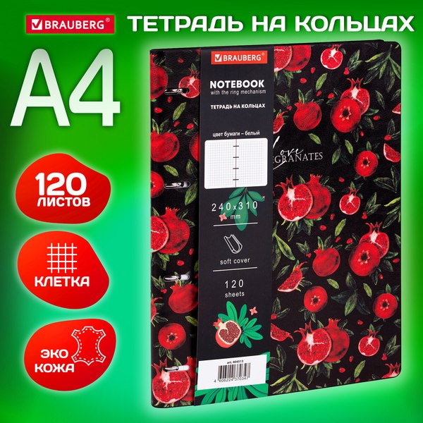 Тетрадь Brauberg Vista. Гранаты / 404513 (120л)
