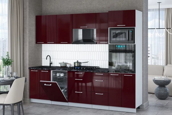 Купить Кухонный гарнитур Интерлиния Мила Gloss 2.65-ПМ3 в Бобруйске