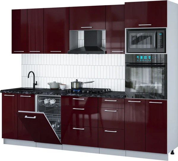 Кухонный гарнитур Интерлиния Мила Gloss 2.65-ПМ3
