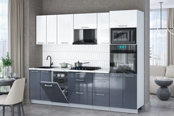 Купить Кухонный гарнитур Интерлиния Мила Gloss 2.65-ПМ3 в Бобруйске