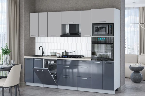 Купить Кухонный гарнитур Интерлиния Мила Gloss 2.65-ПМ3 в Бобруйске