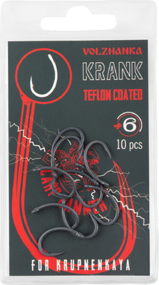 Набор крючков рыболовных Волжанка Krank Teflon №6 / HCVKT-06 (10шт) -