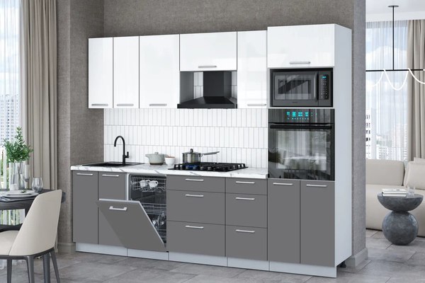 Купить Кухонный гарнитур Интерлиния Мила Gloss 2.65-ПМ3 в Бобруйске