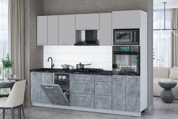 Купить Кухонный гарнитур Интерлиния Мила Gloss 2.65-ПМ3 в Бобруйске