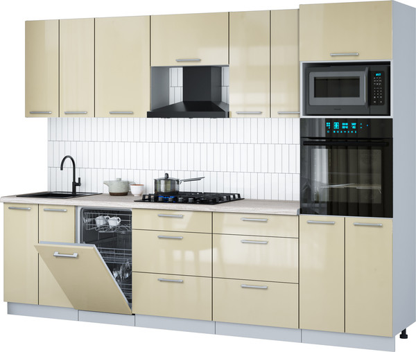 Кухонный гарнитур Интерлиния Мила Gloss 2.85-ПМ3