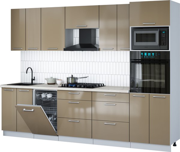 Кухонный гарнитур Интерлиния Мила Gloss 2.85-ПМ3