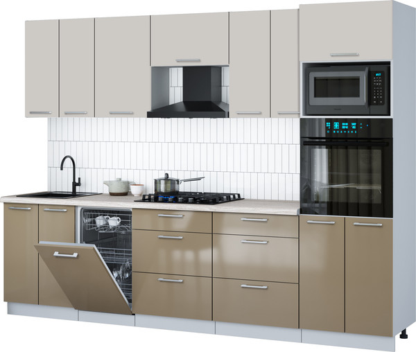 Кухонный гарнитур Интерлиния Мила Gloss 2.85-ПМ3