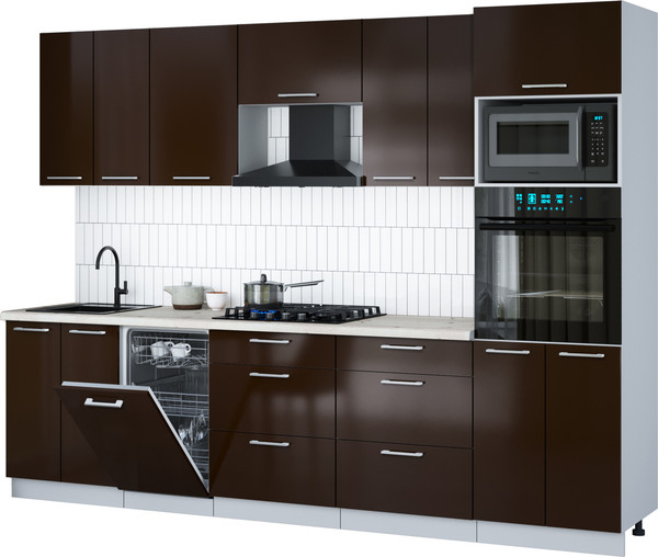 Кухонный гарнитур Интерлиния Мила Gloss 2.85-ПМ3