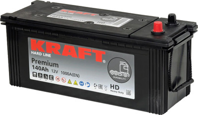 Автомобильный аккумулятор KrafT Premium 140 (3) евро +/- 1000A / 135F51R (140 А/ч) - 