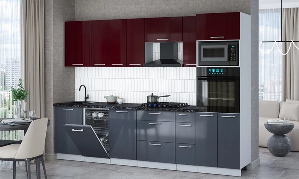 Купить Кухонный гарнитур Интерлиния Мила Gloss 2.9-ПМ3 в Бобруйске